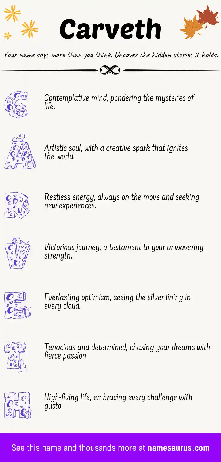 Acrostic poem about Carveth.