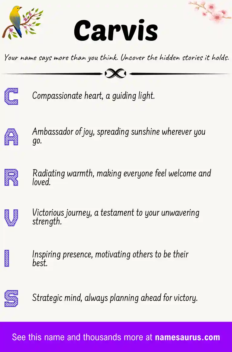 Acrostic poem about Carvis.