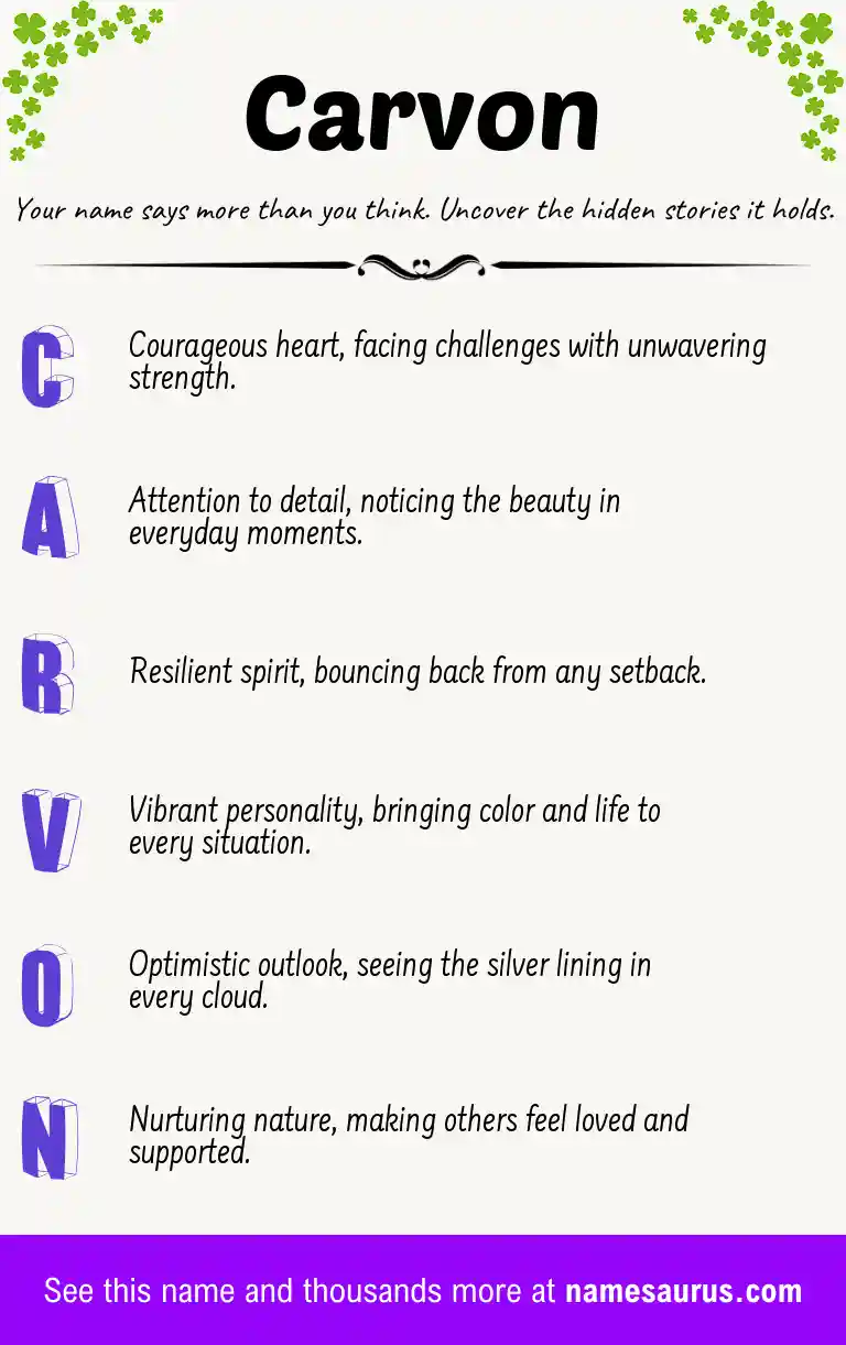 Acrostic poem about Carvon.