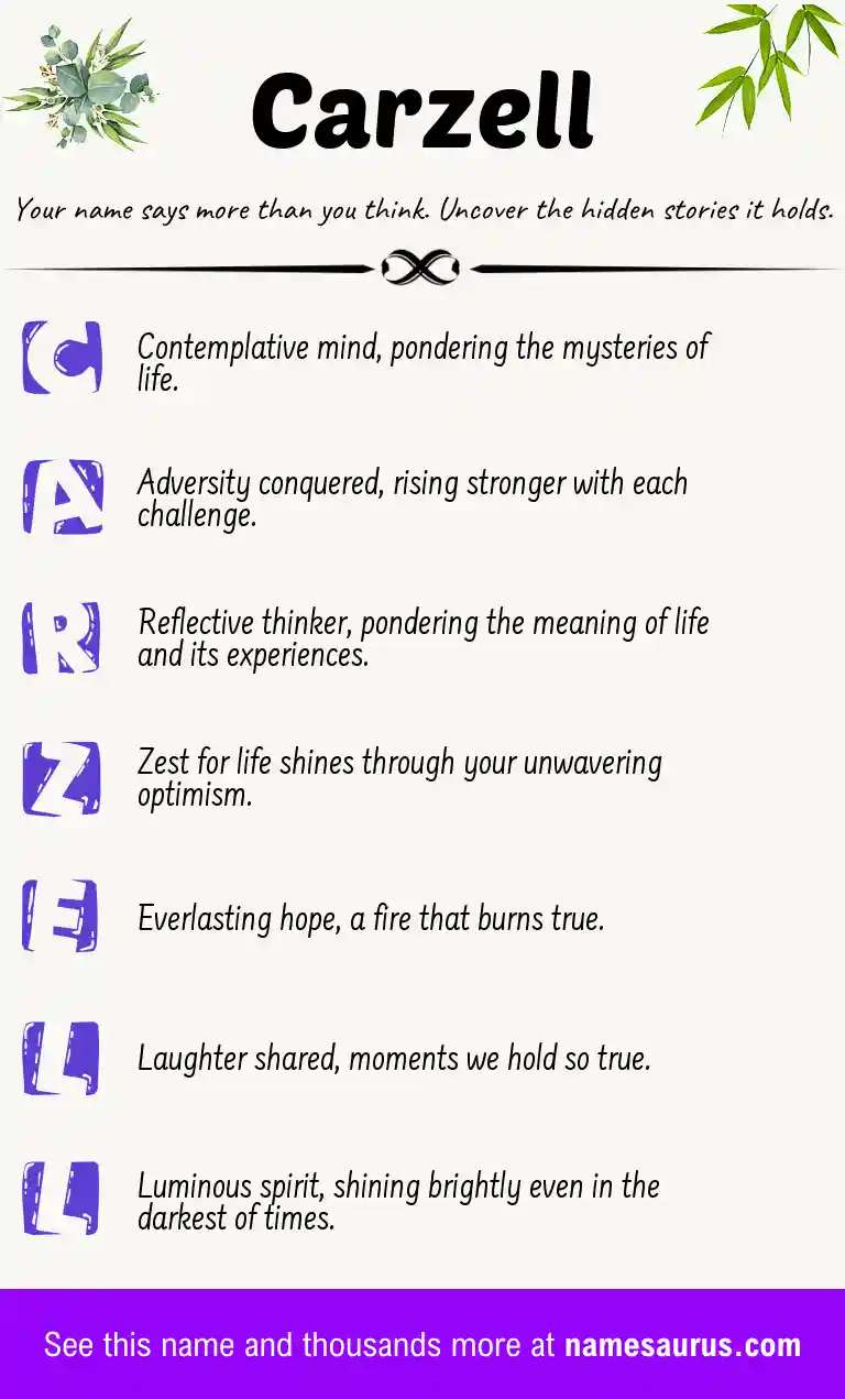 Acrostic poem about Carzell.