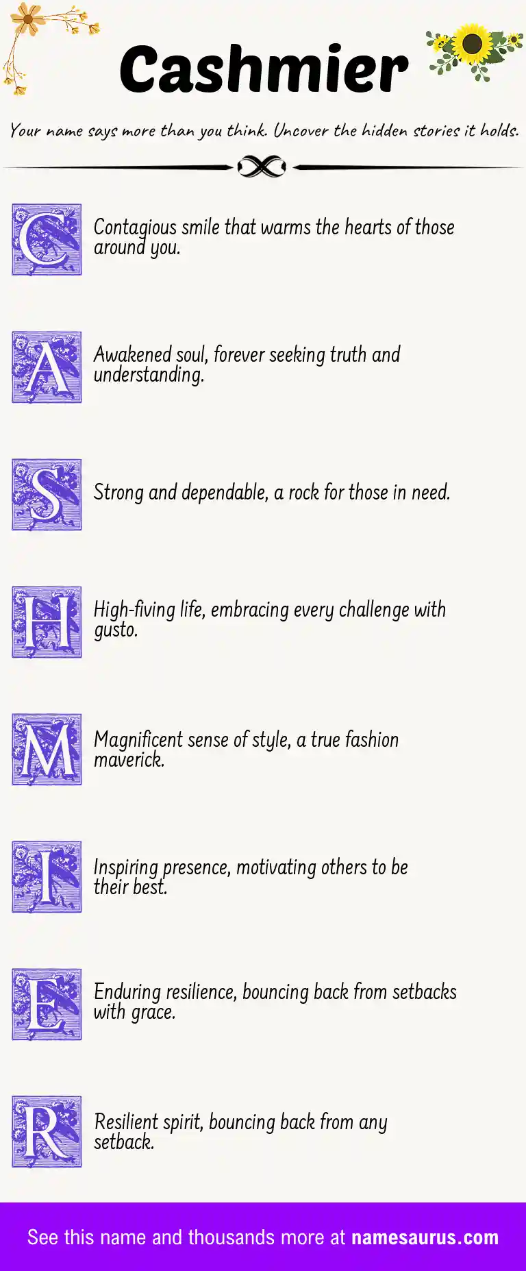 Acrostic poem about Cashmier.