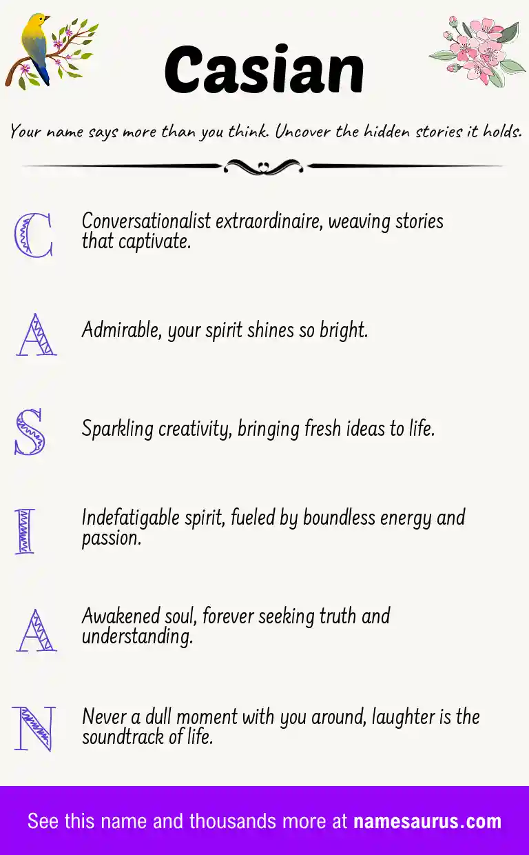 Acrostic poem about Casian.