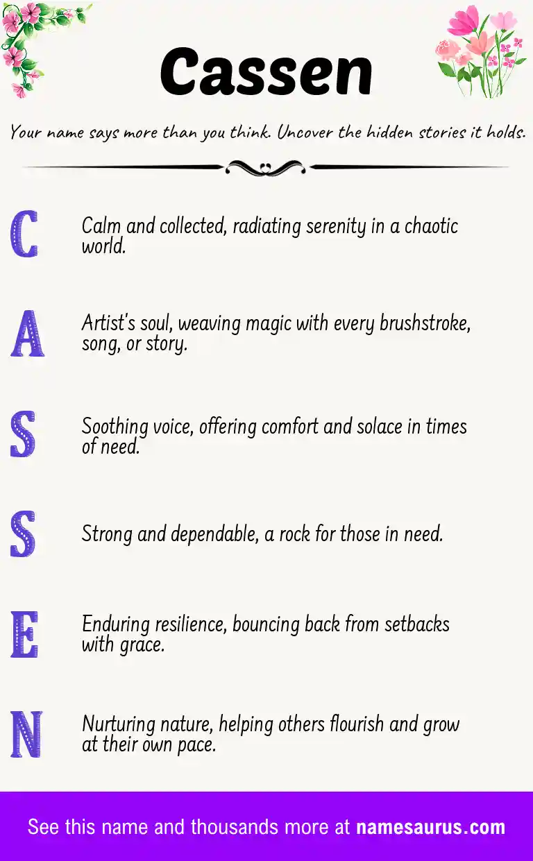 Acrostic poem about Cassen.