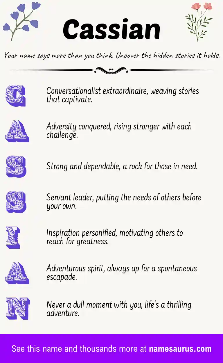 Acrostic poem about Cassian.