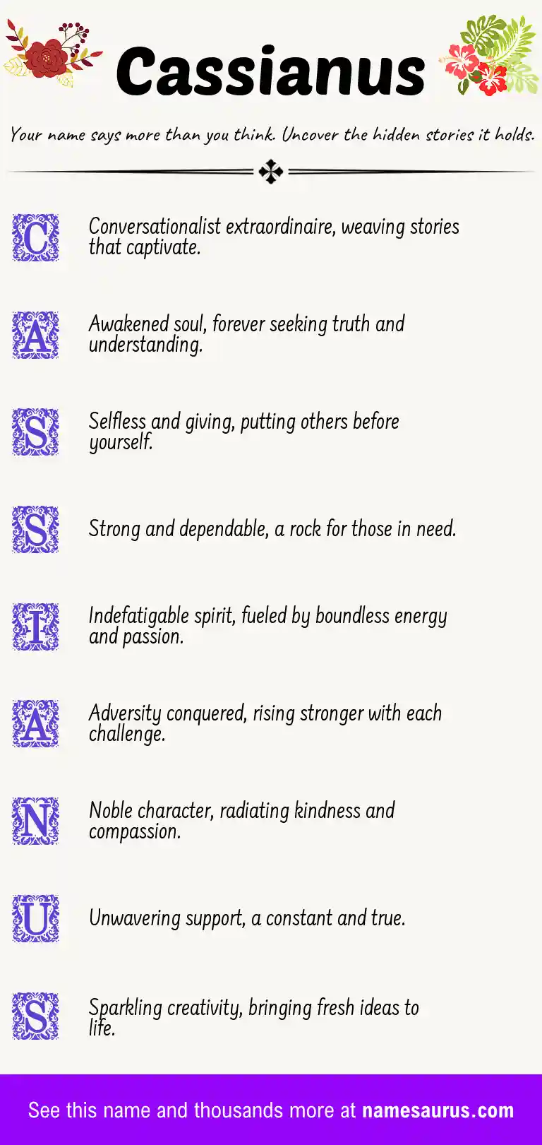 Acrostic poem about Cassianus.