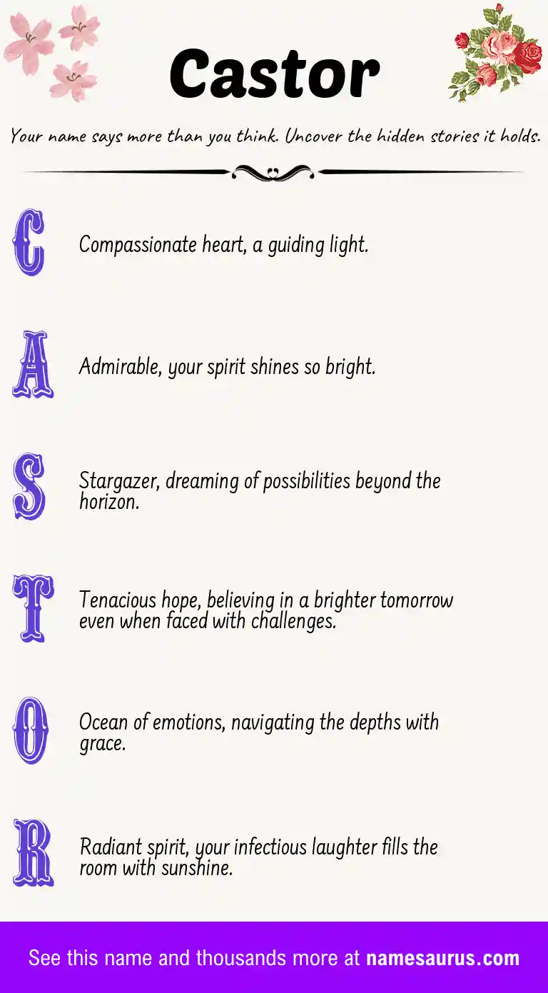 Acrostic poem about Castor.