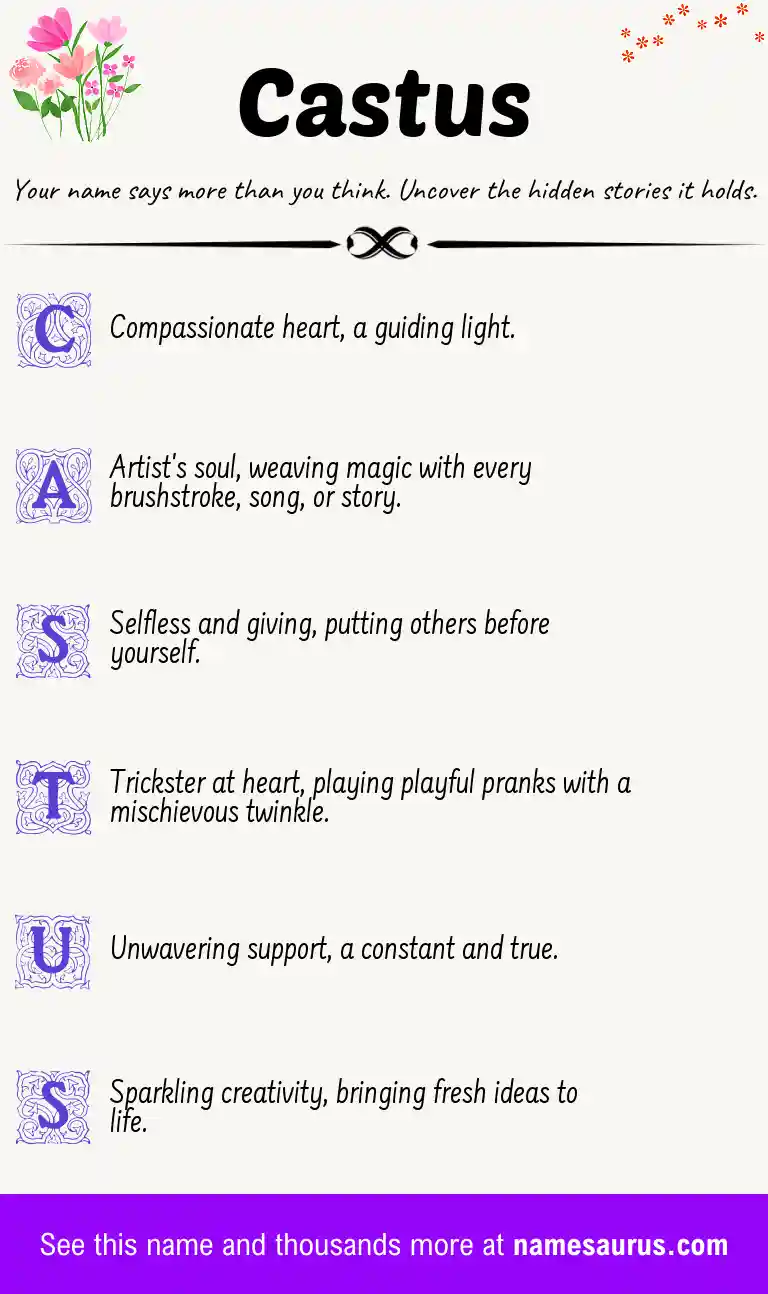 Acrostic poem about Castus.