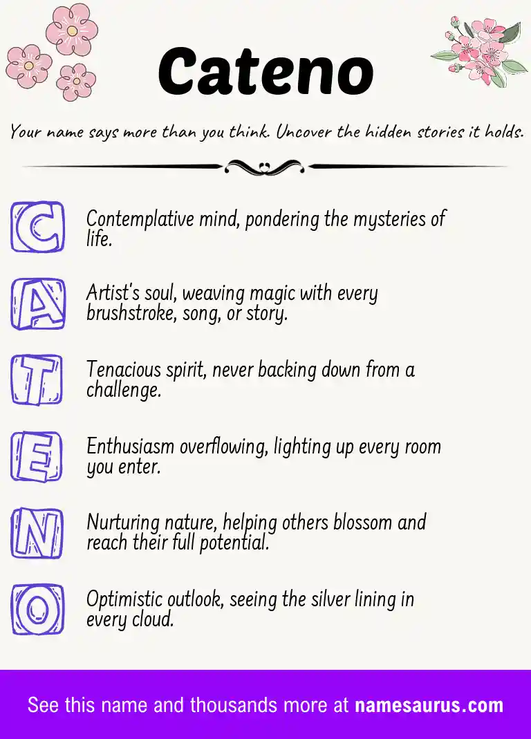 Acrostic poem about Cateno.