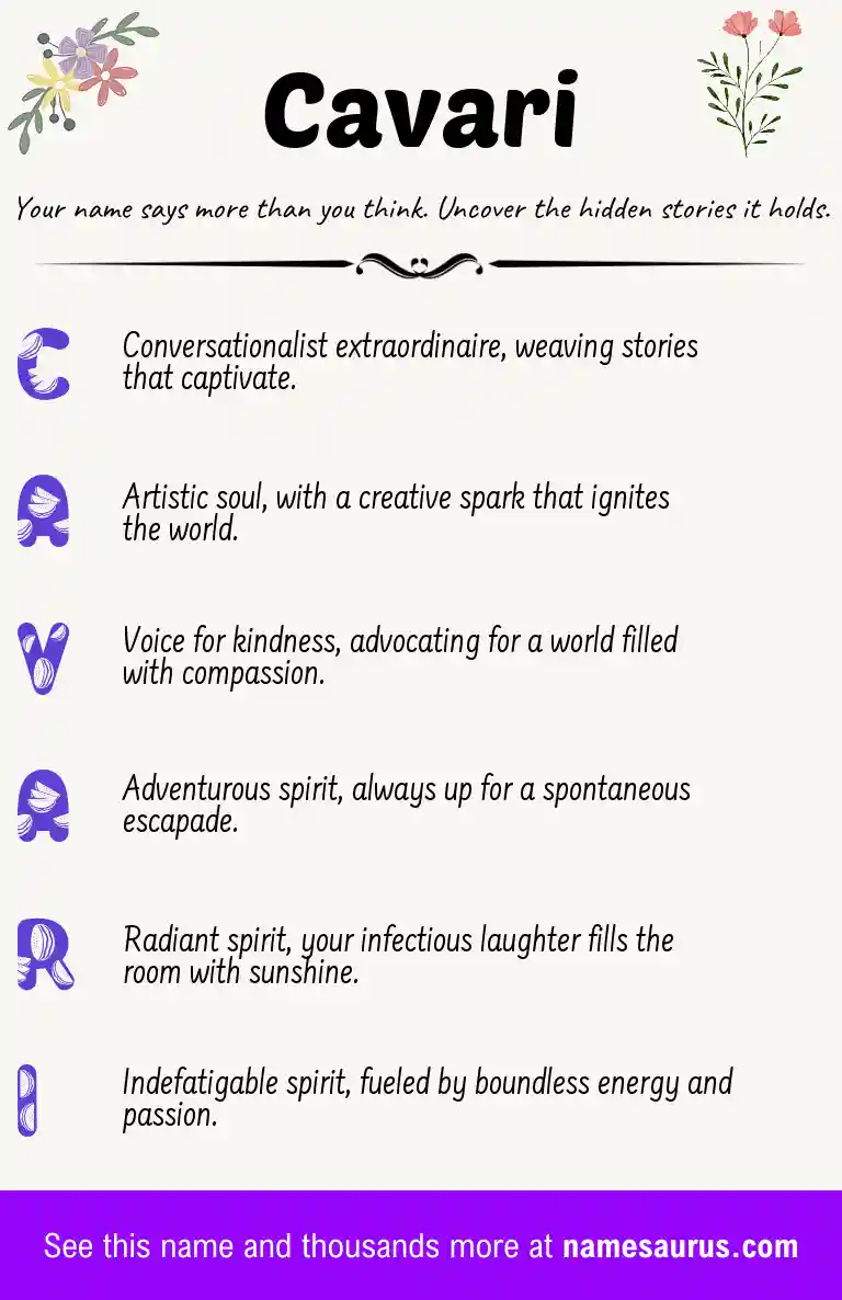 Acrostic poem about Cavari.