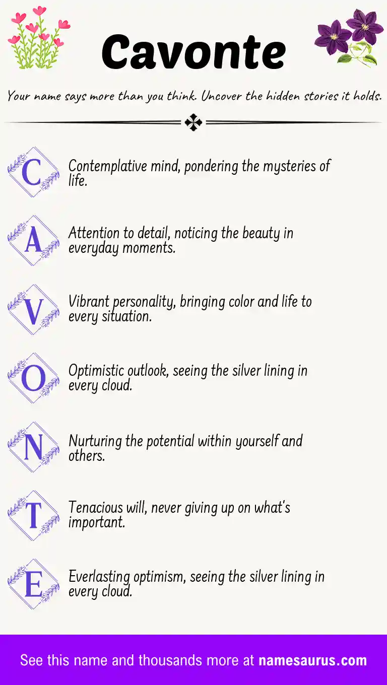 Acrostic poem about Cavonte.