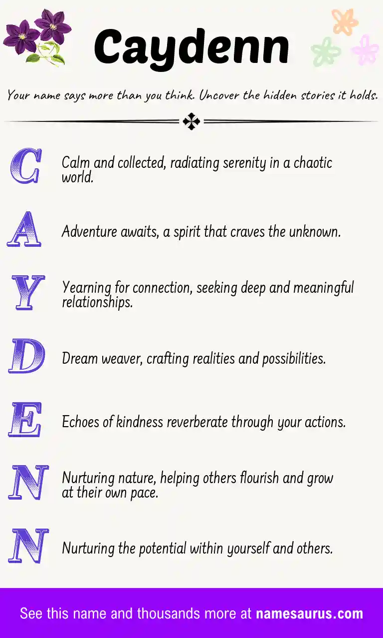 Acrostic poem about Caydenn.
