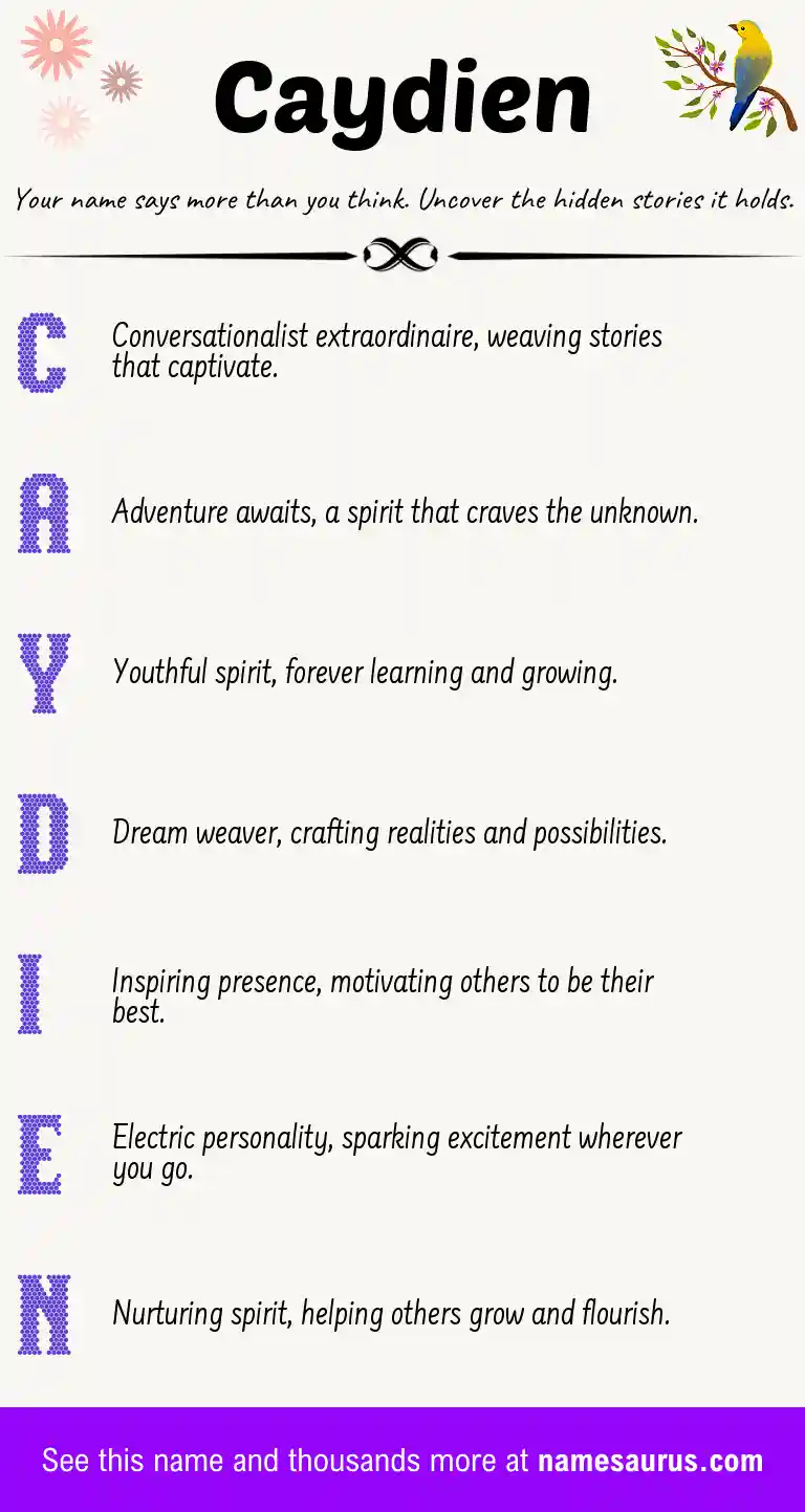 Acrostic poem about Caydien.
