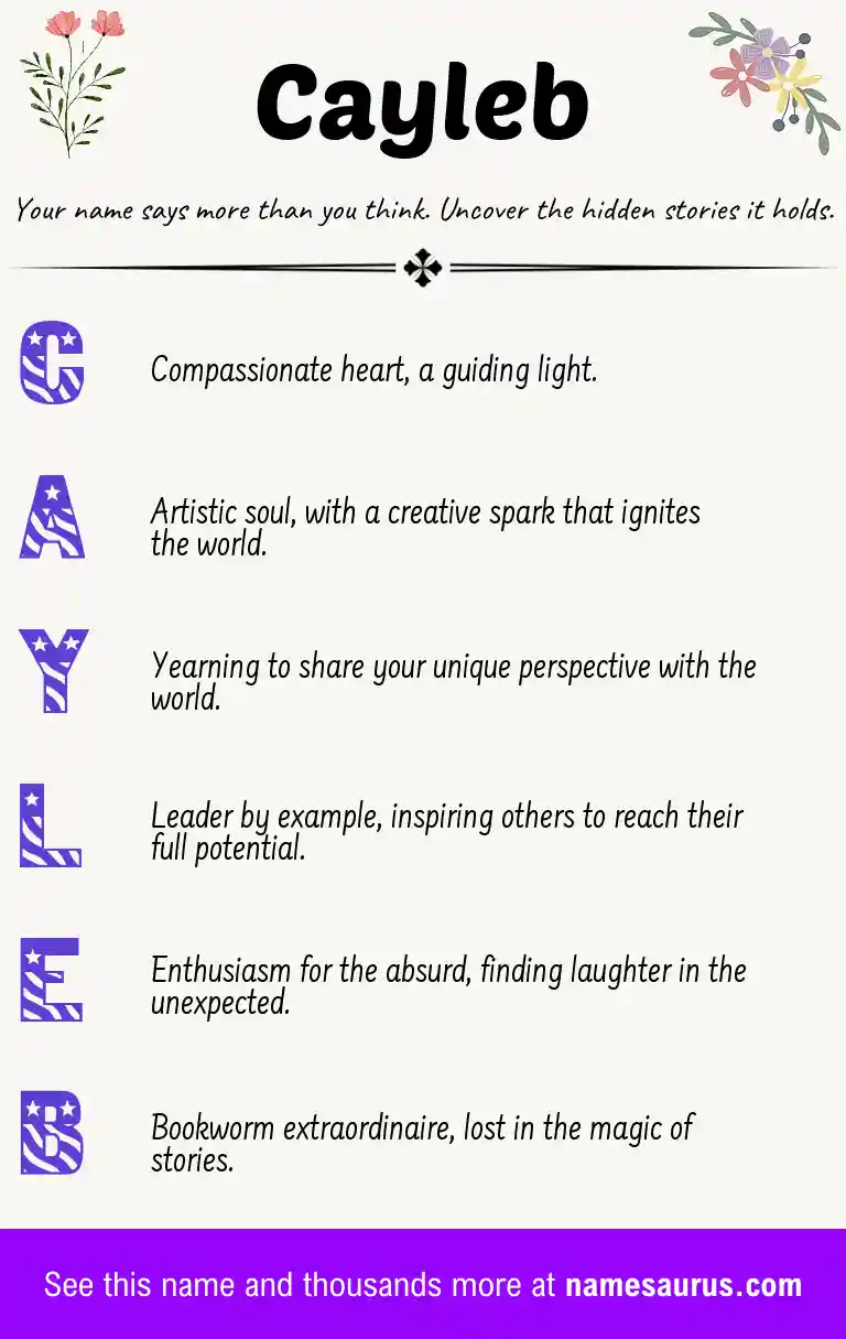 Acrostic poem about Cayleb.
