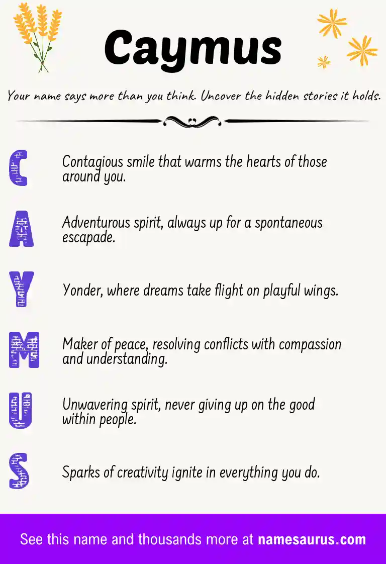 Acrostic poem about Caymus.