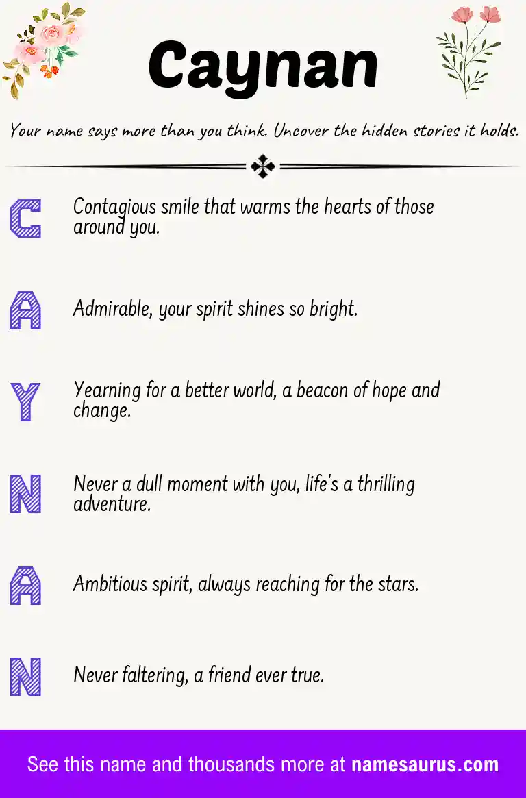 Acrostic poem about Caynan.