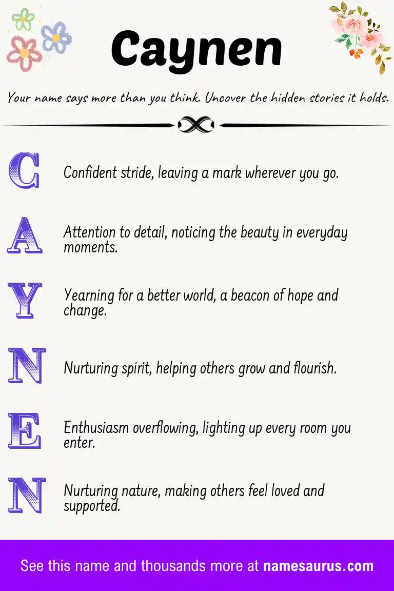 Acrostic poem about Caynen.