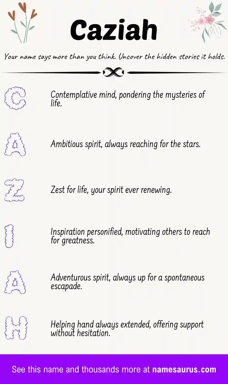 Acrostic poem about Caziah.