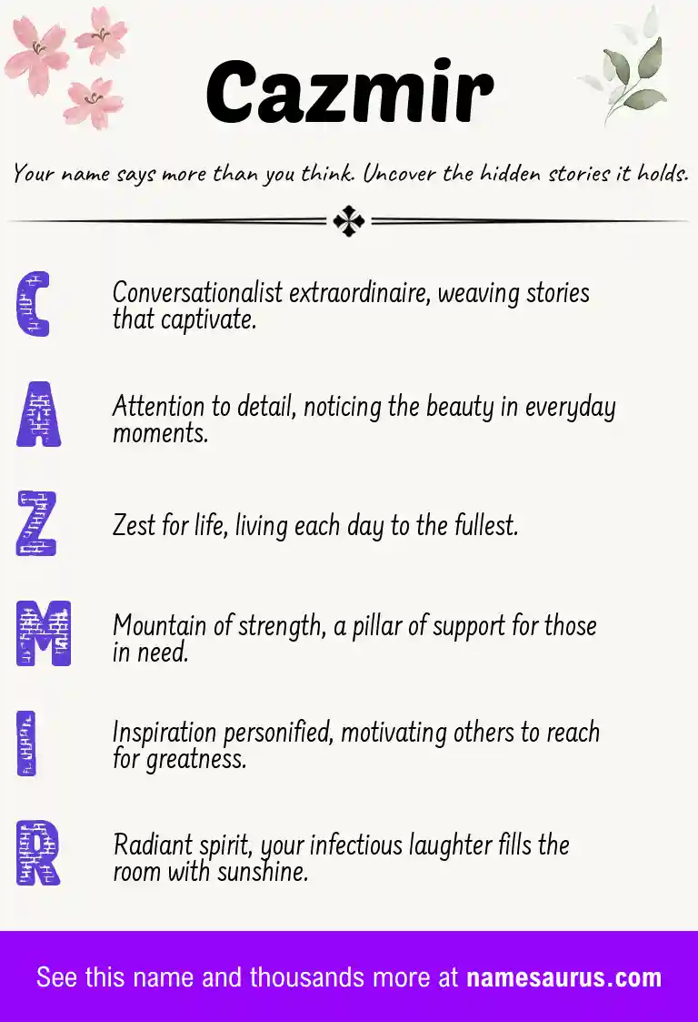 Acrostic poem about Cazmir.