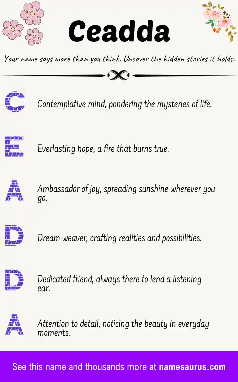Acrostic poem about Ceadda.