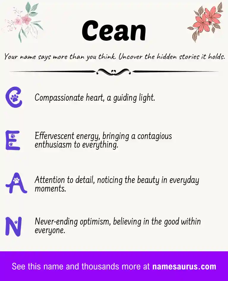 Acrostic poem about Cean.