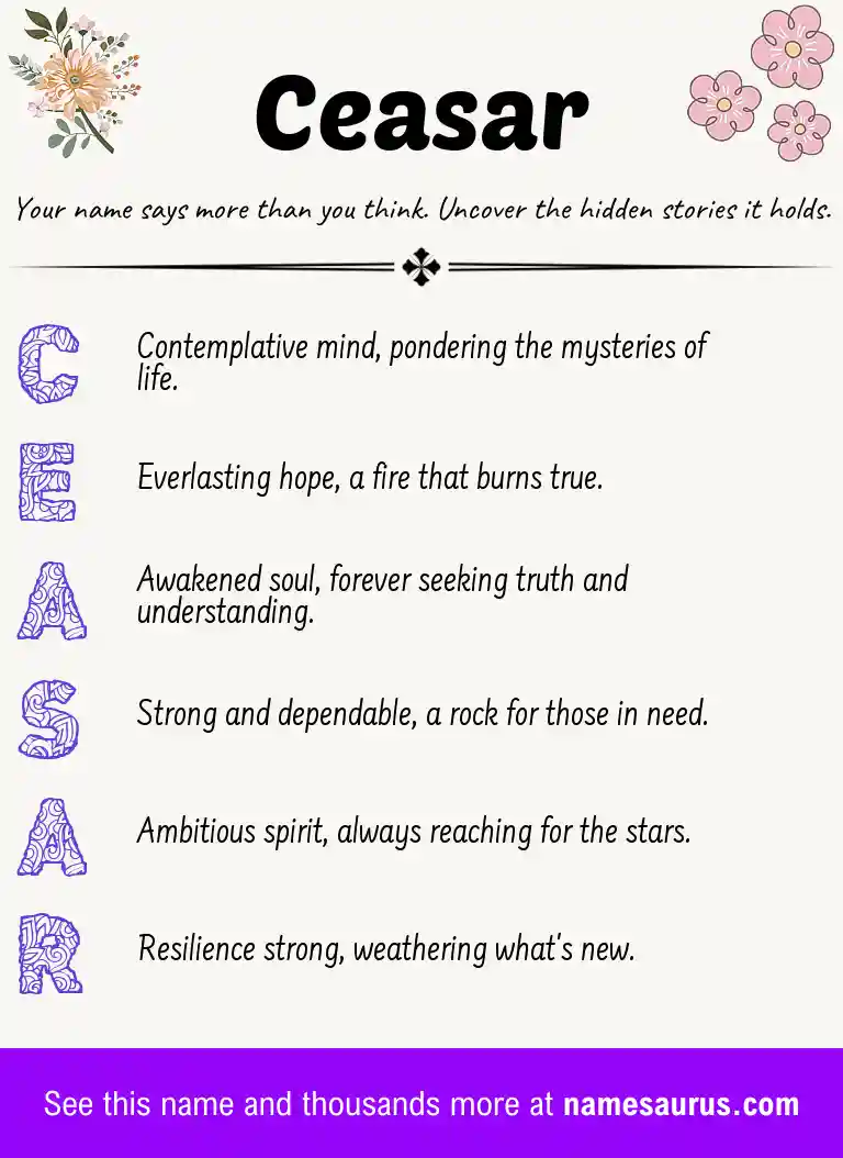 Acrostic poem about Ceasar.