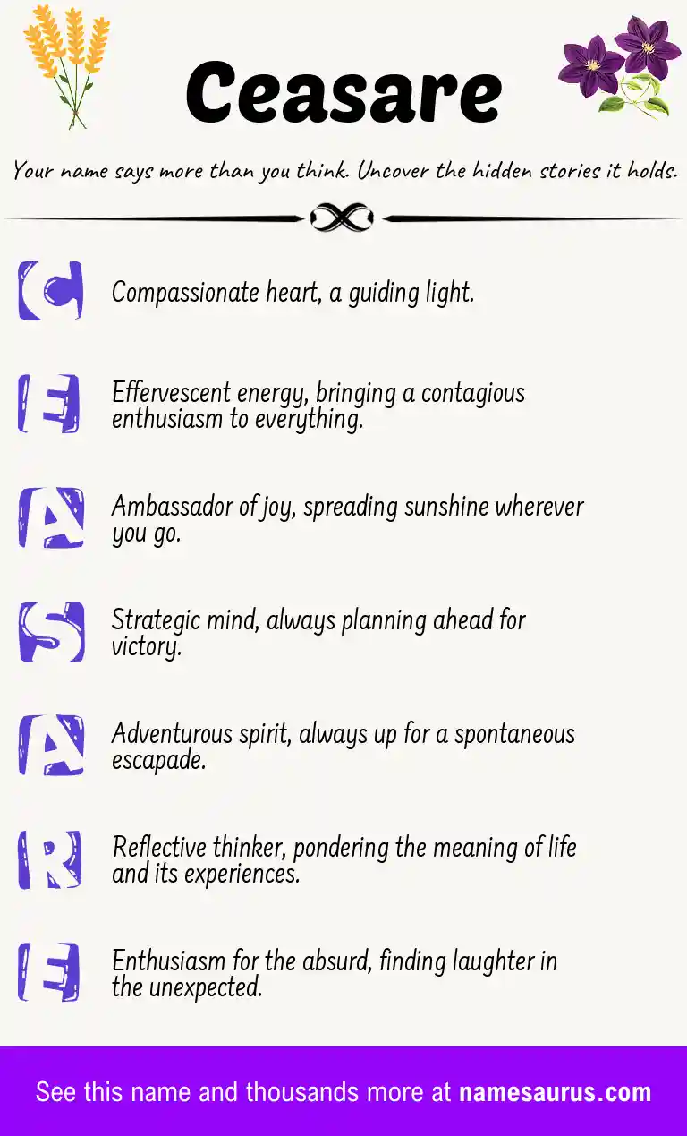Acrostic poem about Ceasare.
