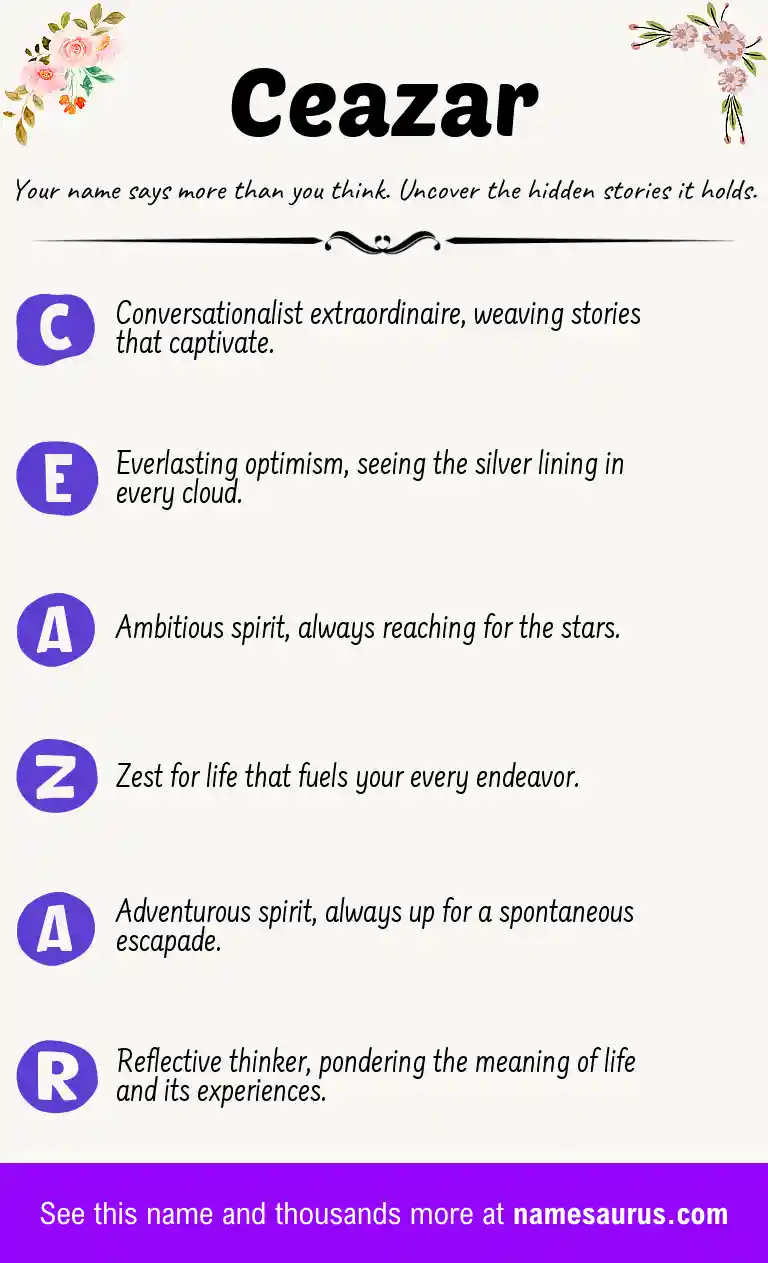 Acrostic poem about Ceazar.