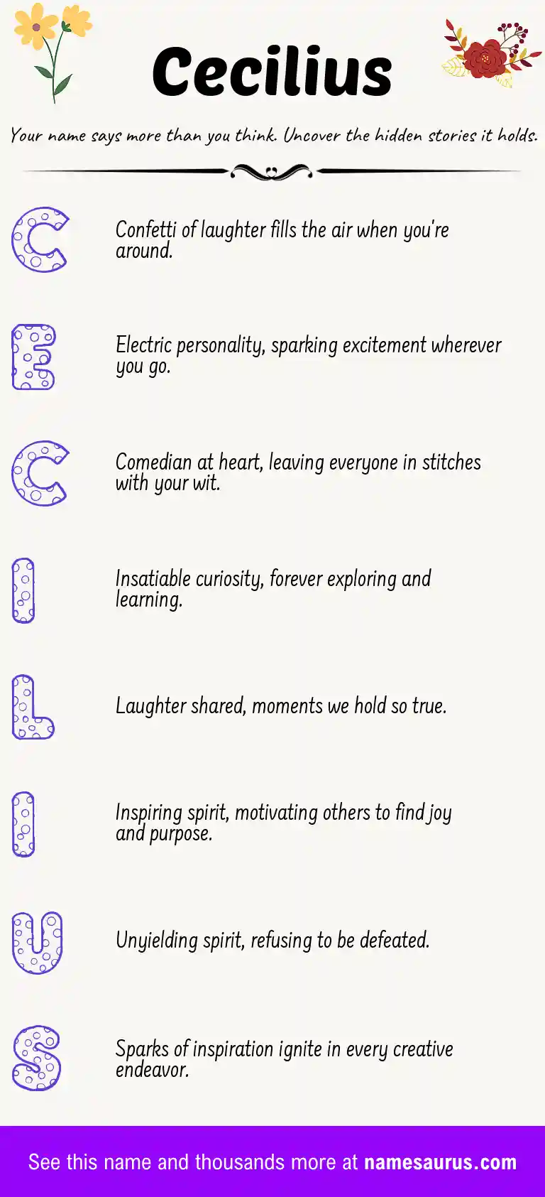 Acrostic poem about Cecilius.