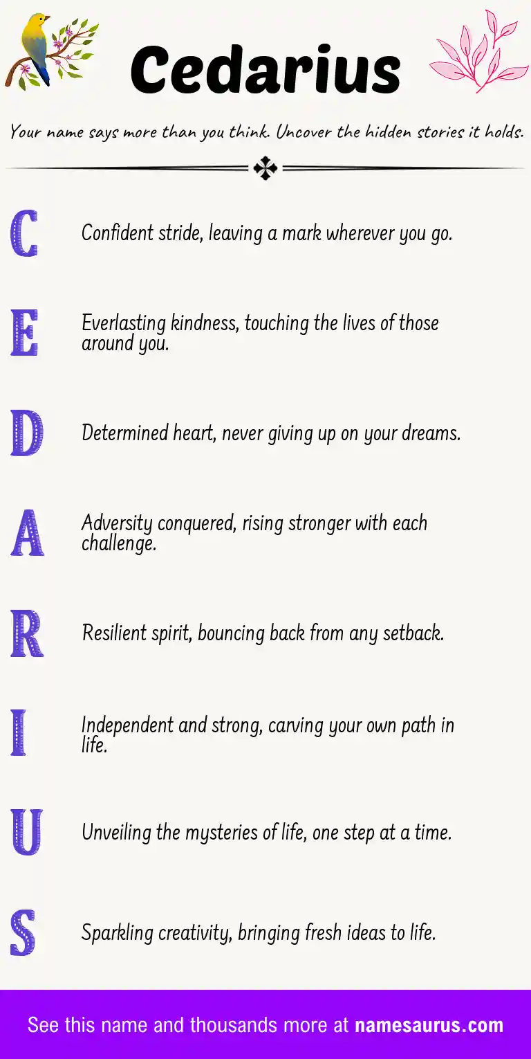 Acrostic poem about Cedarius.