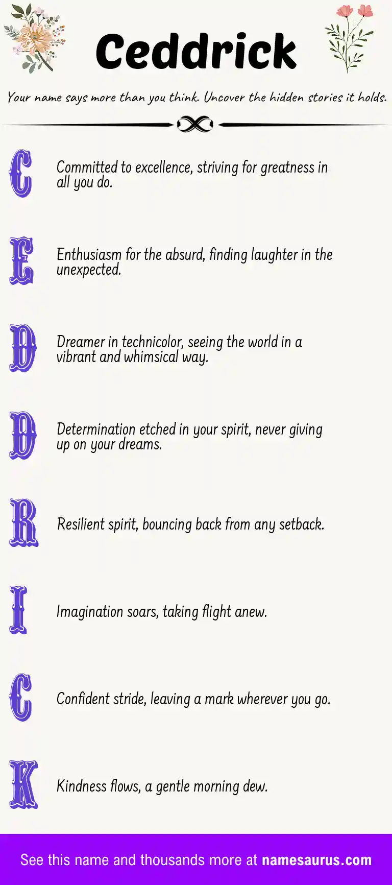 Acrostic poem about Ceddrick.