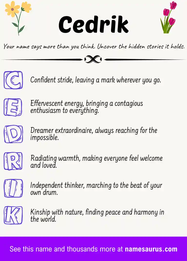Acrostic poem about Cedrik.