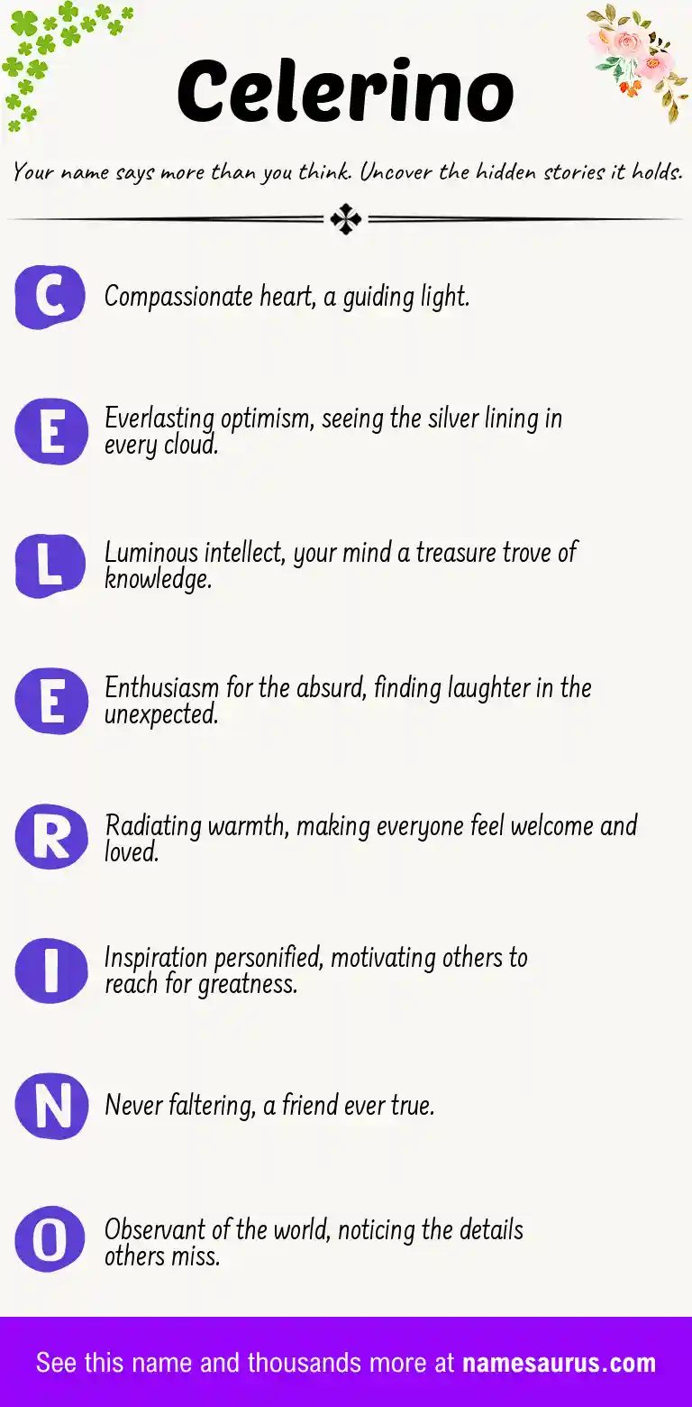 Acrostic poem about Celerino.