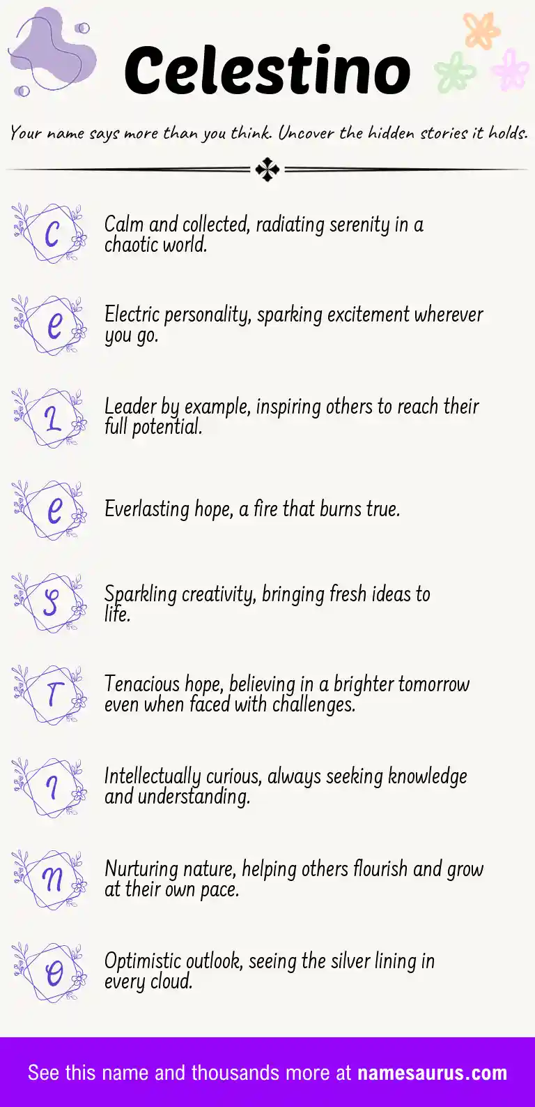 Acrostic poem about Celestino.