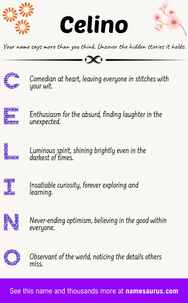 Acrostic poem about Celino.