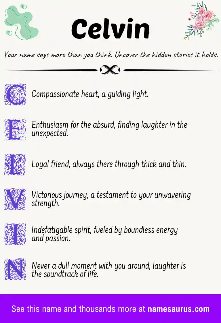 Acrostic poem about Celvin.