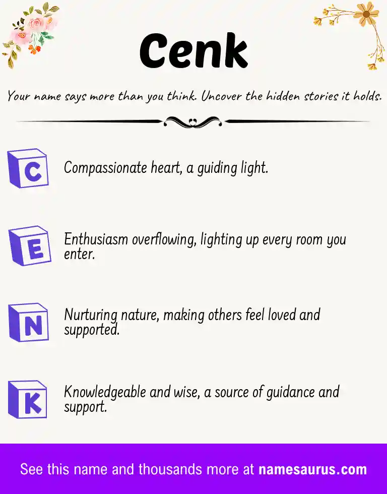 Acrostic poem about Cenk.
