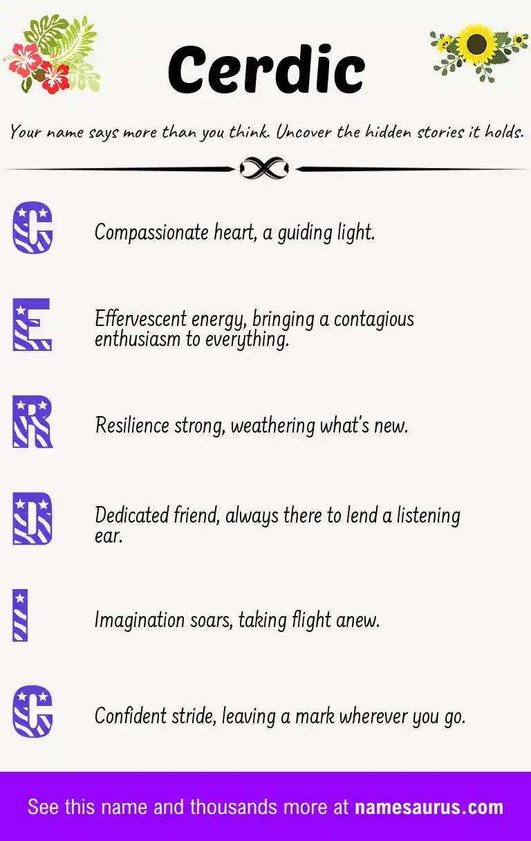 Acrostic poem about Cerdic.