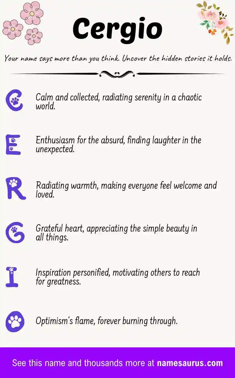 Acrostic poem about Cergio.