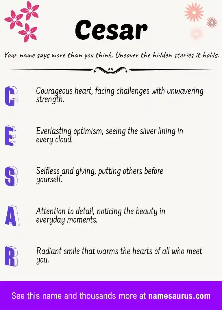 Acrostic poem about Cesar.