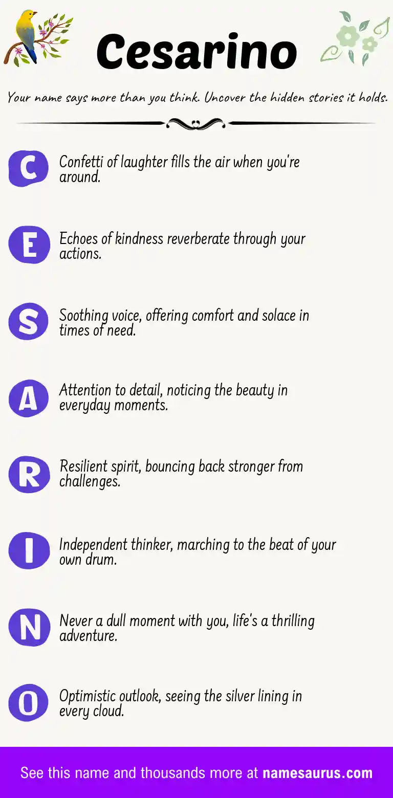 Acrostic poem about Cesarino.