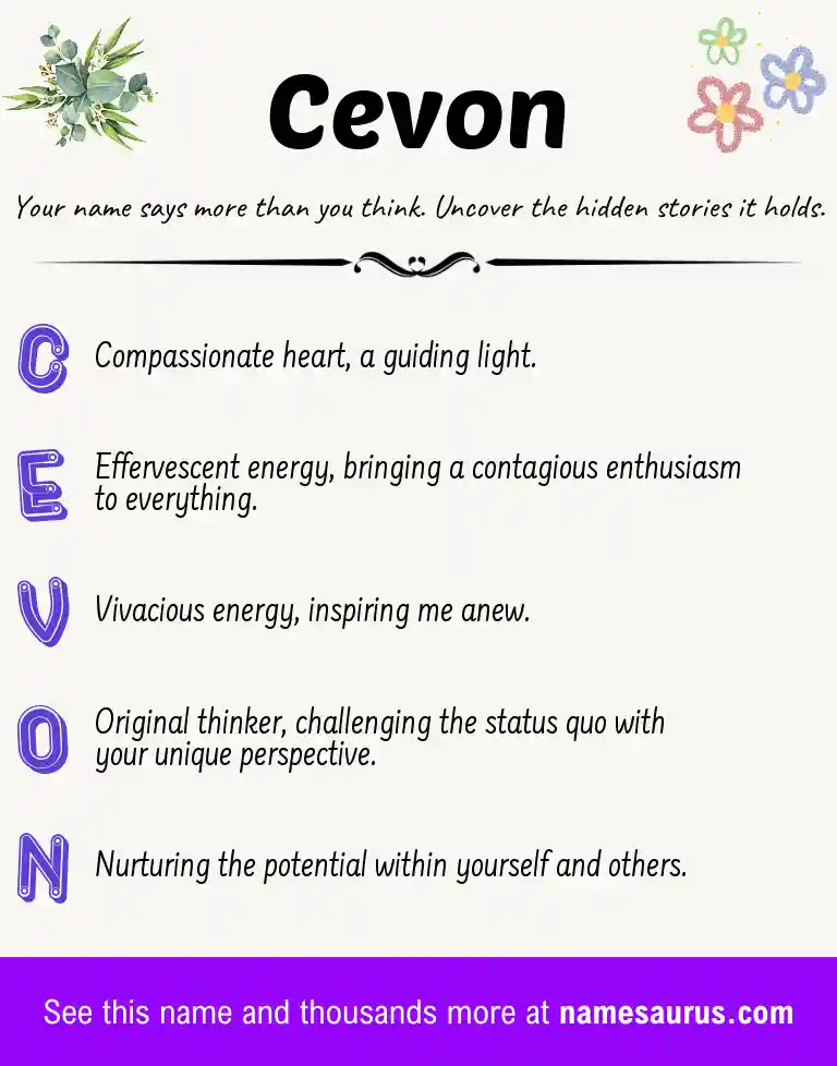 Acrostic poem about Cevon.