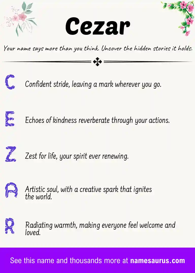Acrostic poem about Cezar.