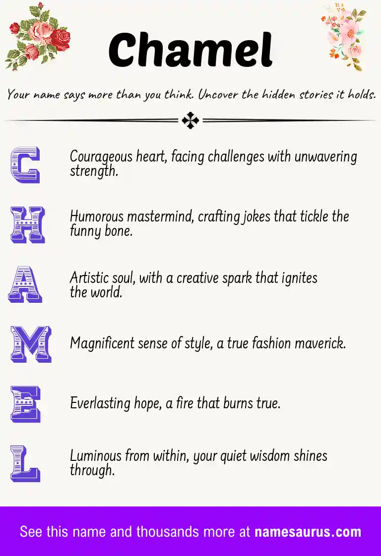 Acrostic poem about Chamel.