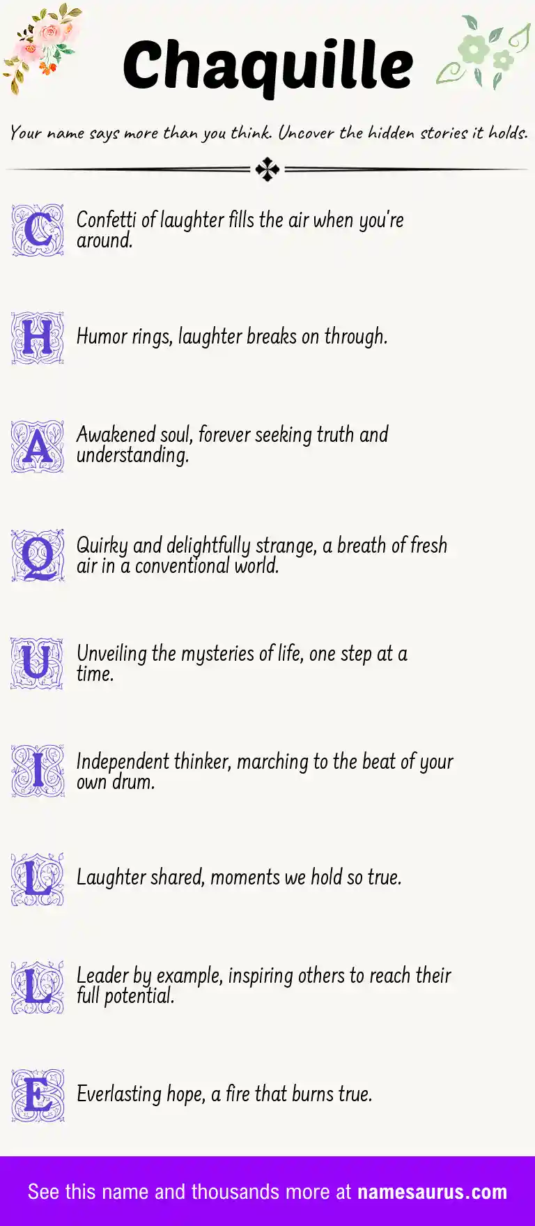 Acrostic poem about Chaquille.