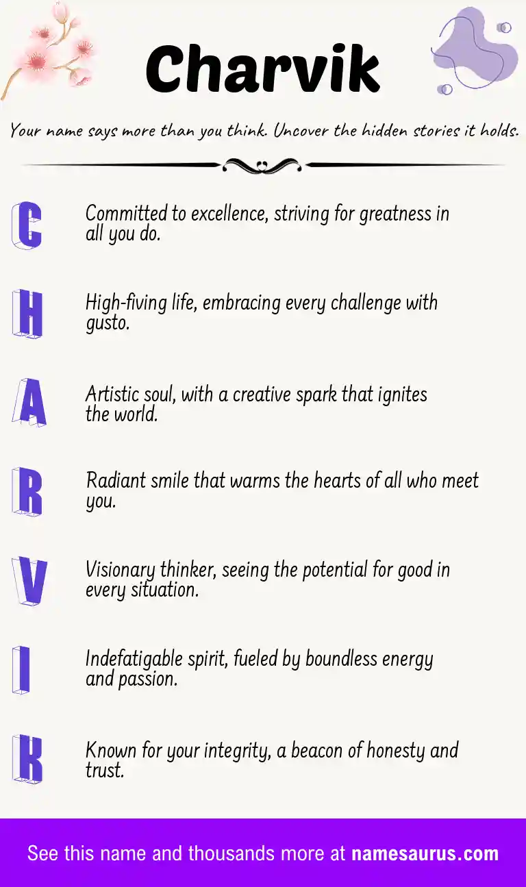 Acrostic poem about Charvik.