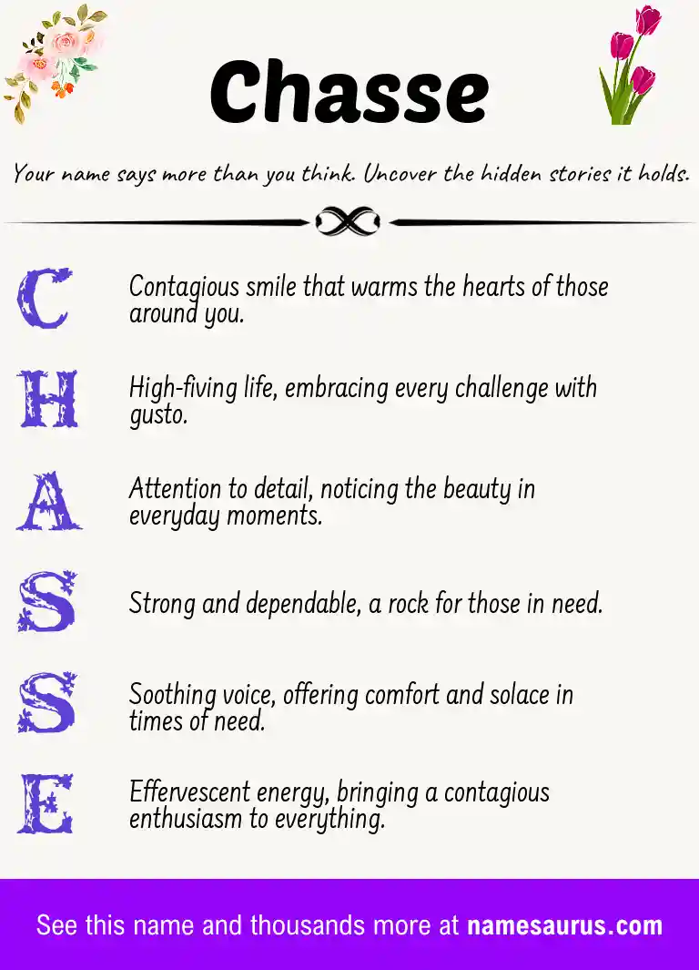 Acrostic poem about Chasse.