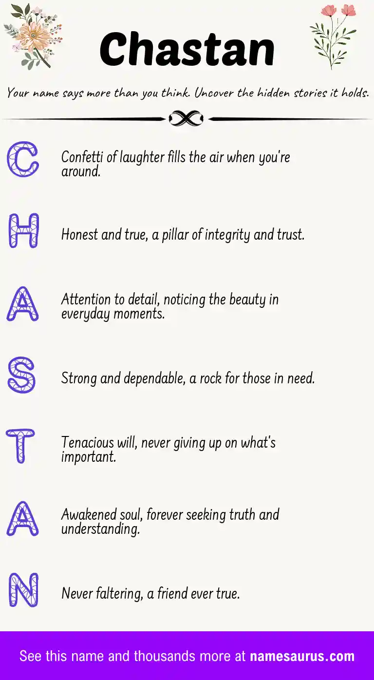 Acrostic poem about Chastan.