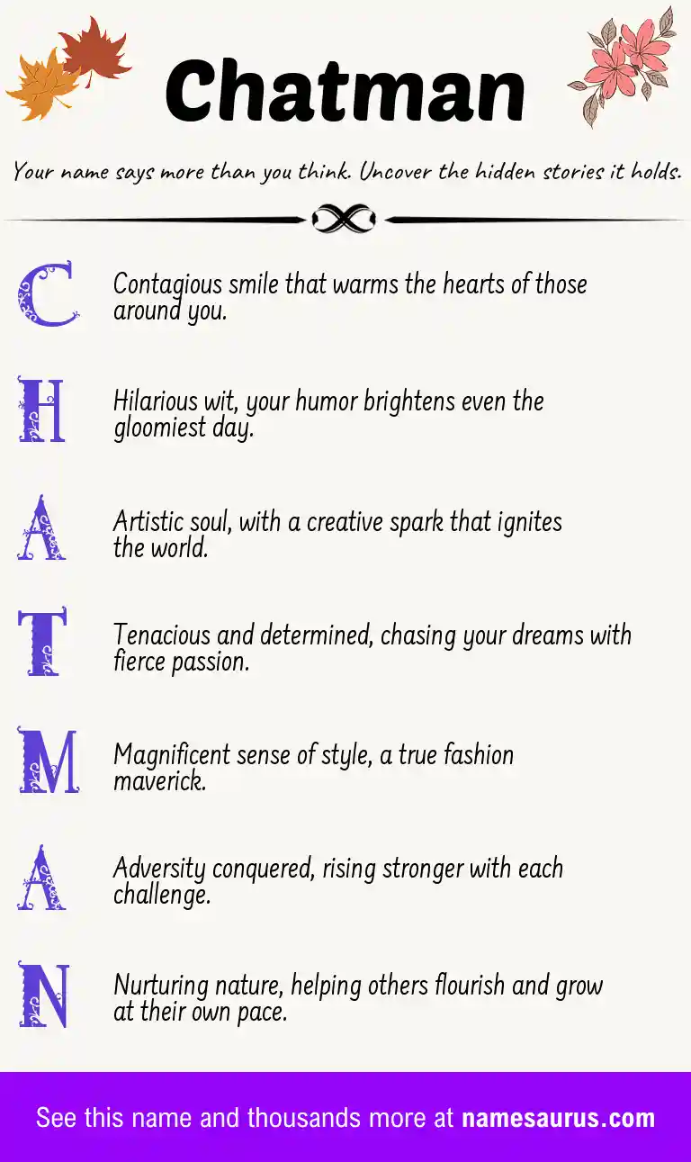 Acrostic poem about Chatman.