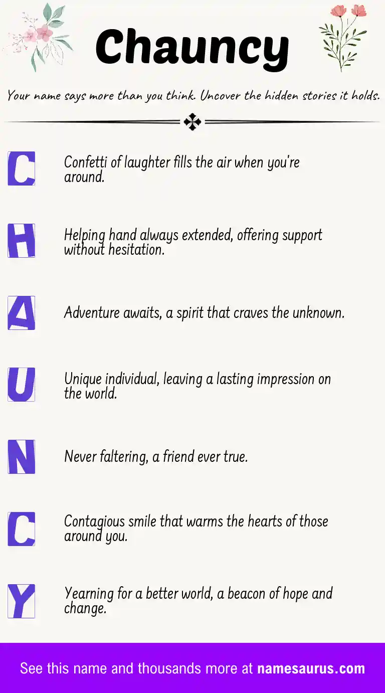 Acrostic poem about Chauncy.