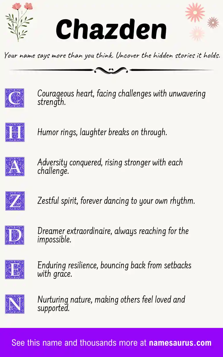 Acrostic poem about Chazden.